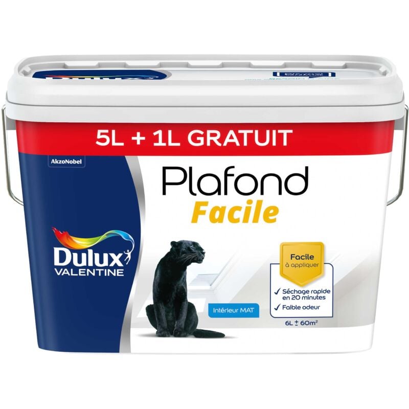 Peinture Plafond Facile Dulux Valentine Mat Blanc 5 l + 1