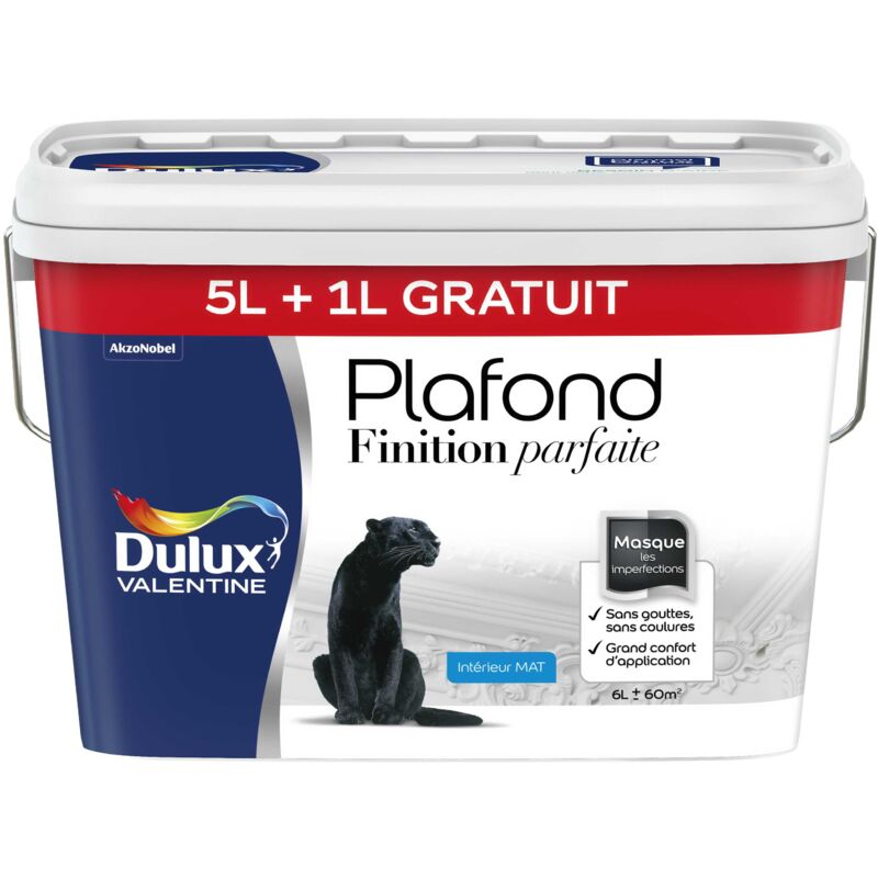Peinture Plafond Finition Parfaite Dulux Valentine Mat Blanc 5 l + 1