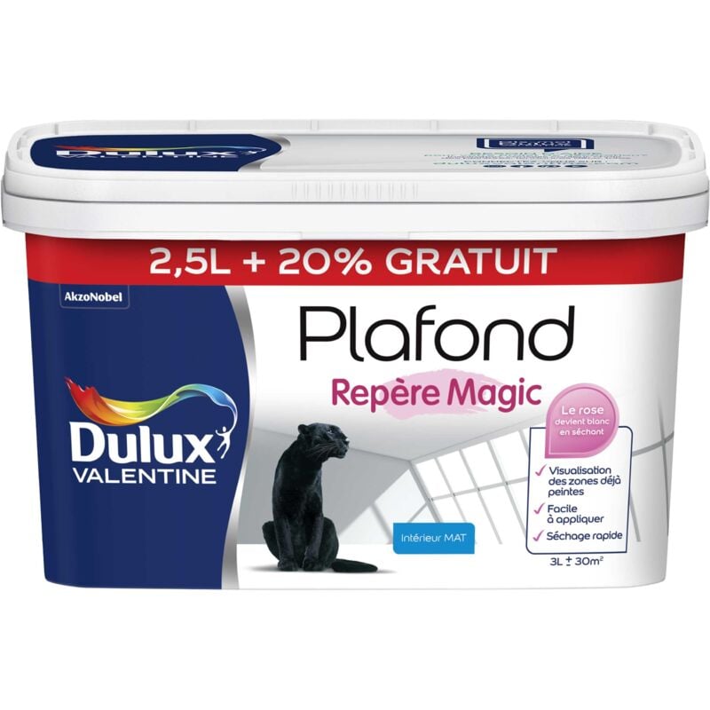 Peinture Plafond Magic Dulux Valentine Mat Blanc 2,5 l + 20%