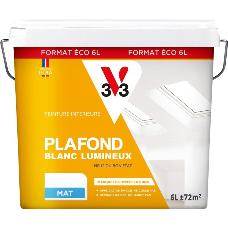 Peinture plafond Blanc Lumineux V33 Blanc Mat 6L