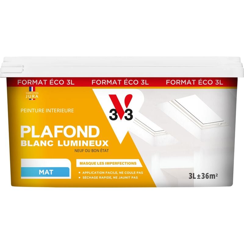 Peinture plafond Blanc Lumineux V33 Blanc Mat 3L