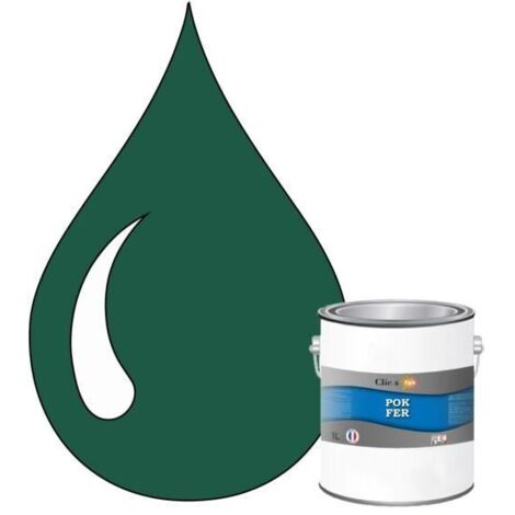 Peinture - POK - Fer Antirouille - Glycérophtalique - 1L - RAL 6016 Vert turquoise