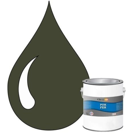 Peinture - POK - Fer Antirouille - Glycérophtalique - 1L - Vert olive