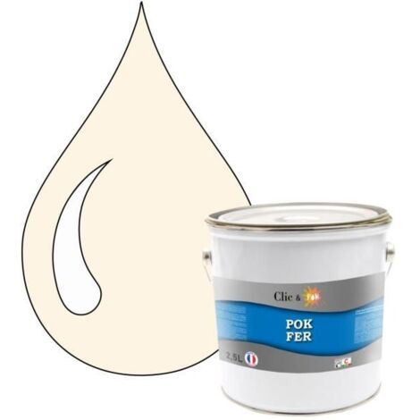 Peinture - POK - Fer Antirouille - Glycérophtalique - 2,5L - Blanc crème