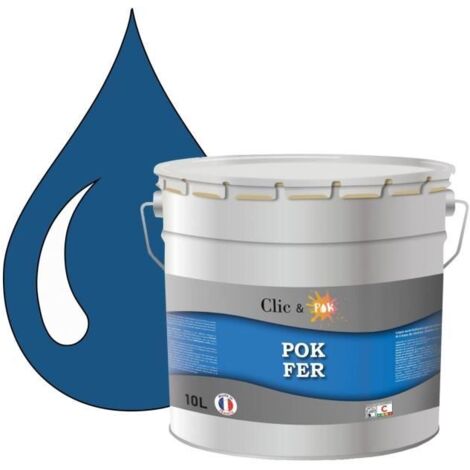 Peinture - POK - Glycérophtalique - 10L - RAL 5019 Bleu capri - Antirouille Métaux Ferreux