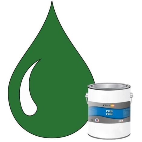 Peinture - POK - Glycérophtalique - 1L - RAL 6001 Vert émeraude - Antirouille Métaux Ferreux