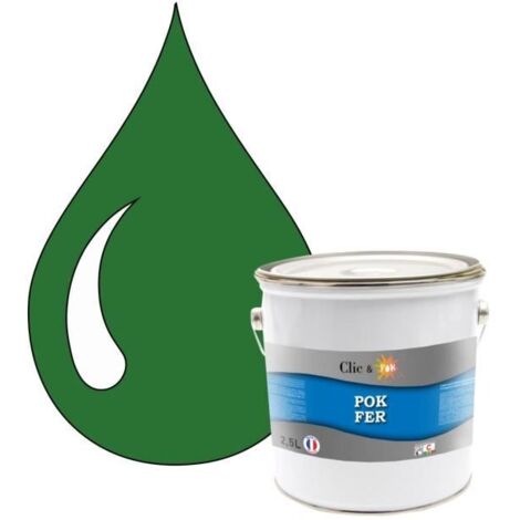 Peinture - POK - Glycérophtalique - 2,5L - RAL 6001 Vert émeraude - Antirouille Métaux Ferreux