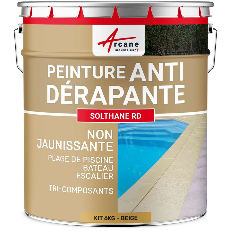 Peinture antidérapante sol extérieur escalier bateau carrelage béton bois métal solthane rd - 6 kg Beige - ral 1001 Arcane Industries