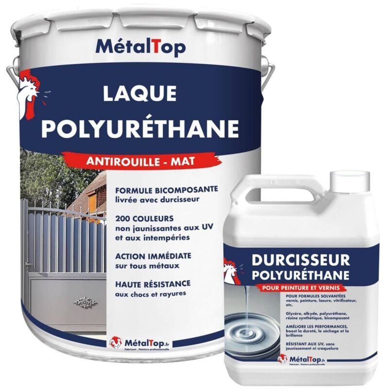 Laque Polyurethane Mat - Pot 5 l - 7016 - Gris anthracite Metaltop