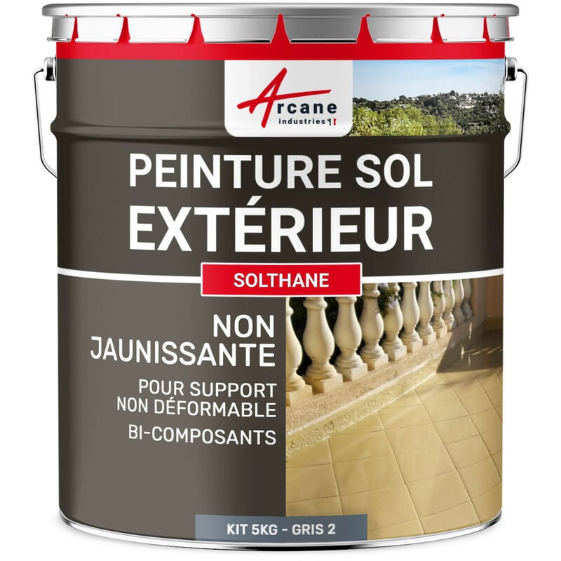 Arcane Industries - Peinture sol extérieur intérieur pour béton haute résistance non jaunissante solthane - 5 kg Gris Telegris 2 - ral 7046