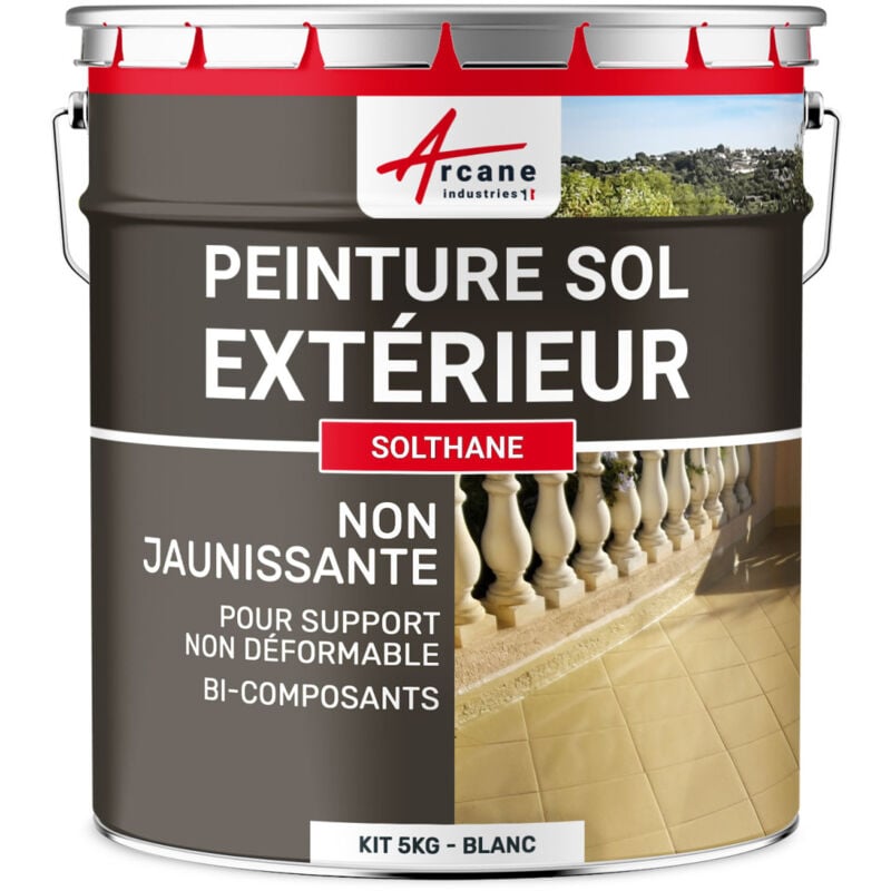 Arcane Industries - Peinture sol extérieur intérieur pour béton haute résistance non jaunissante solthane - 5 kg Blanc