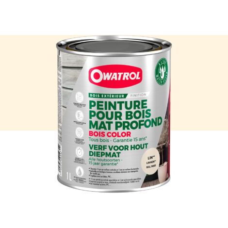 Peinture pour bois extérieur opaque - Finition Mate Owatrol BOIS COLOR Lin RAL 9001 1 litre