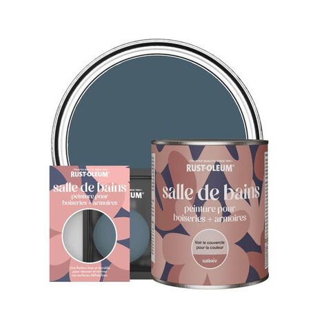 Peinture pour Boiseries & Armoires de Salle de Bains, Finition Satinée - Bleu Dessin