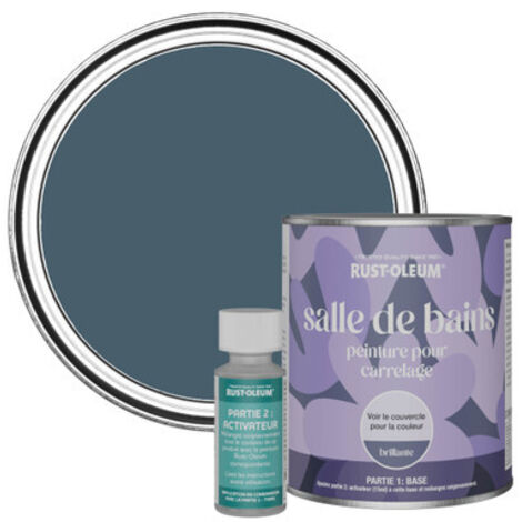 Peinture pour Carrelage de Salle de Bain, Finition Brillante - Bleu Dessin 750ml