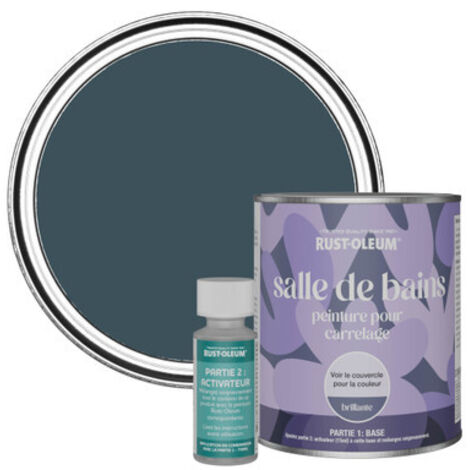 Peinture pour Carrelage de Salle de Bain, Finition Brillante - Bleu du Soir 750ml