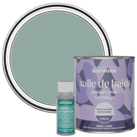 Peinture pour Carrelage de Salle de Bain, Finition Brillante - Bleu Gris 750ml