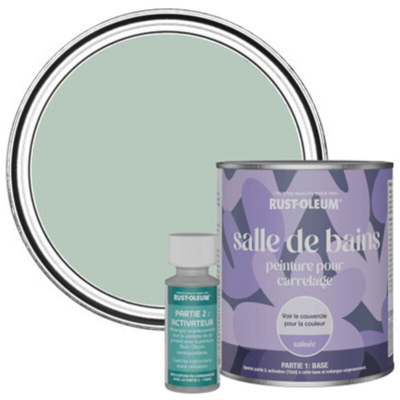 Peinture pour Carrelage de Salle de Bain, Finition Satinée - Vert d'Eau 750ml