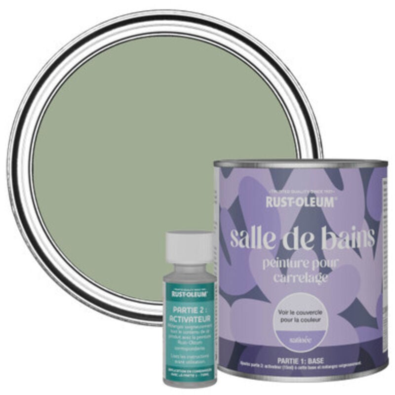 Peinture pour Carrelage de Salle de Bain, Finition Satinée - Vert Kaki 750ml