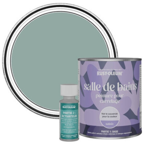 Peinture pour Carrelage de Salle de Bain, Finition Satinée - Bleu Gris 750ml