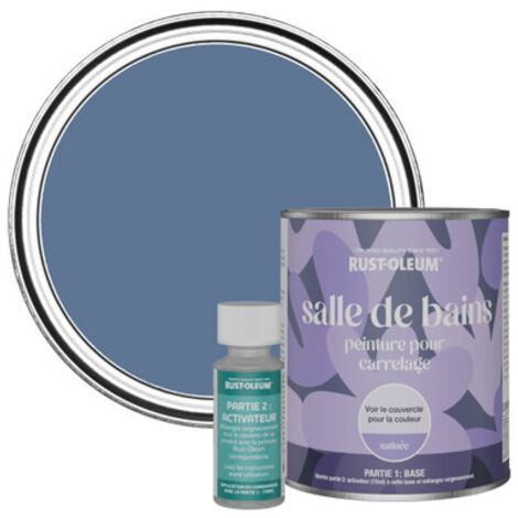 Peinture pour Carrelage de Salle de Bain, Finition Satinée - Rivière Bleue 750ml