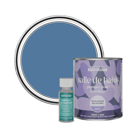 Peinture pour Carrelage de Salle de Bain, Finition Satinée - Soie Bleue 750ml