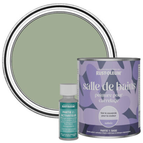 Peinture pour Carrelage de Salle de Bain, Finition Satinée - Vert Kaki 750ml