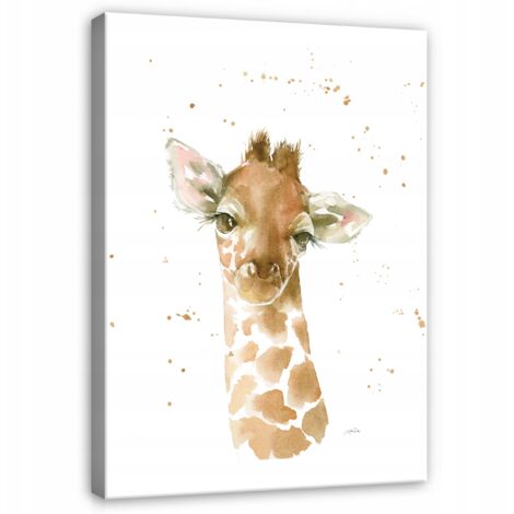 Peinture pour chambre d'enfant girafe sur toile 120x80