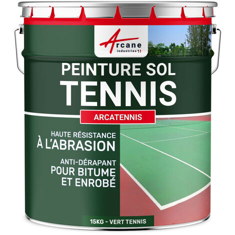 Peinture pour court de tennis, béton, poreux, couleur ligne, rénovation, anti dérapant, salle de sport : Arcatennis - 15 kg (jusqu'à 30 m² en 2 couches) Vert Tennis - ARCANE INDUSTRIES