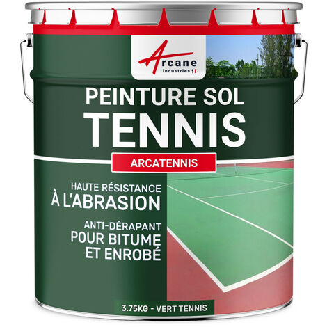 Peinture pour court de tennis, béton, poreux, couleur ligne, rénovation, anti dérapant, salle de sport : Arcatennis - 3.75 kg  (jusqu a 7.5 m² en 2 couches) Vert Tennis - ARCANE INDUSTRIES