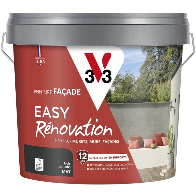 V33 - Peinture pour façade Easy Rénovation Noir ral 9005 10L