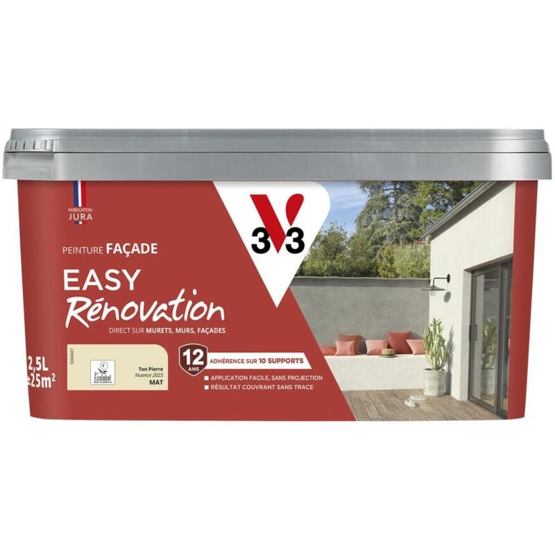 V33 - Peinture pour façade Easy Rénovation Ton Pierre 2,5L