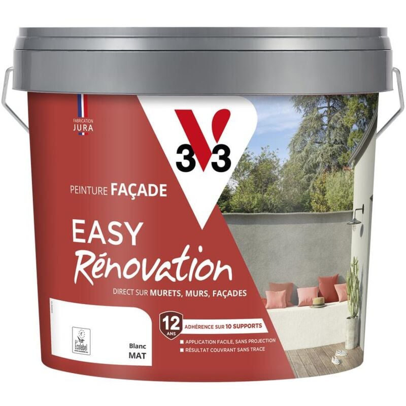 V33 - Peinture pour façade Easy Rénovation Blanc 10L