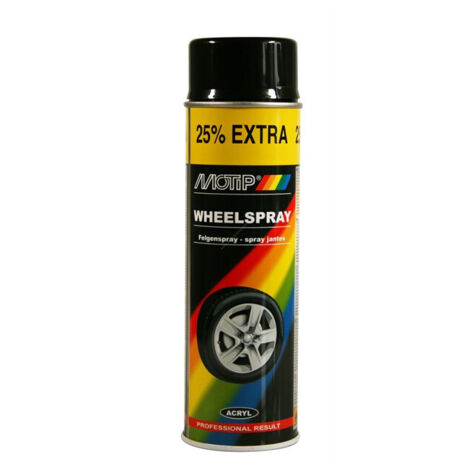 Peinture noir mat pour jantes – Excellent pouvoir couvrant – Adhérence remarquable – Contenance 500 ml – Pour métaux légers – Motip