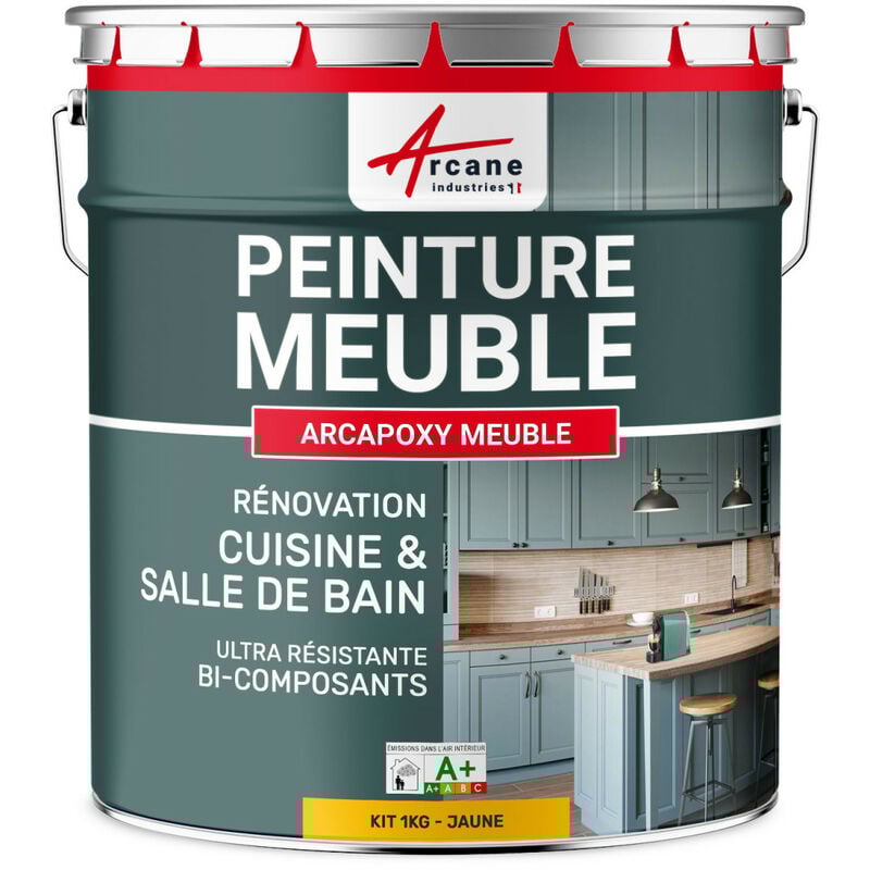 Peinture Meuble Cuisine, Salle de Bain - Résine bois stratifié mélaminé, porte placard, plan de travail - arcapoxy meuble - 1 kg (jusqu'à 12 m² en 2