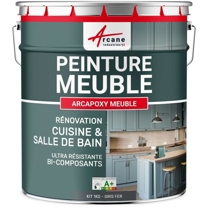 Peinture Meuble Cuisine, Salle de Bain - Résine bois stratifié mélaminé, porte placard, plan de travail - arcapoxy meuble - 1 kg (jusqu'à 12 m² en 2