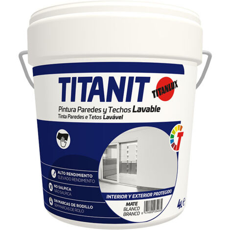Peinture Pour Murs Et Plafonds Lavable Titanit Blanc Mat Intérieur Et Extérieur Protégé 4l Titanlux 029190004