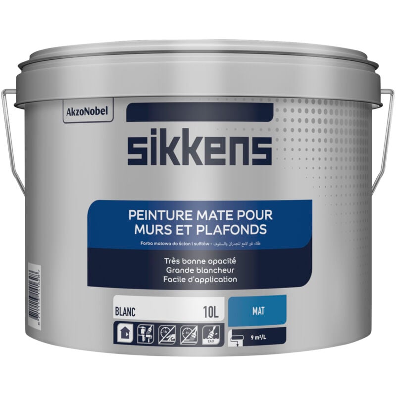 Peinture murs et plafonds 10L Blanc mat