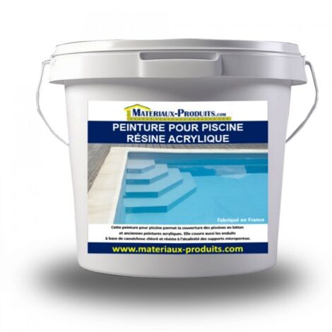 Matpro – Peinture pour piscine résine acrylique 5 L – Blanc – Recouvrement béton et anciennes peintures – Résistance alcalinité