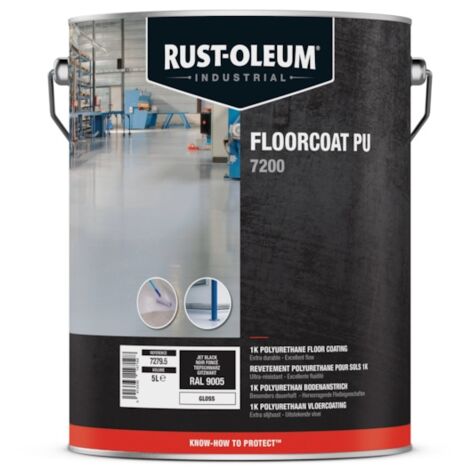 Peinture pour sol 7200 - noir - RAL9005 - brillant - 5L - RUST-OLEUM