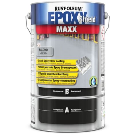 Peinture pour sol EPOXYSHIELD MAXX - gris acier RAL 7001 - satiné - 5 L - RUST-OLEUM
