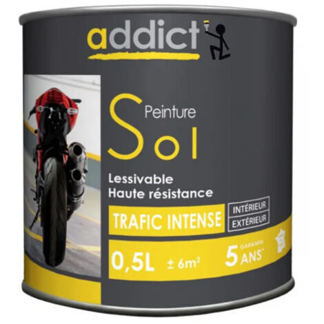 Peinture sol haute résistance monocomposant blanche 0,5 L – Résine uréthane pour béton, bois et fer – Protection contre l'abrasion – Addict