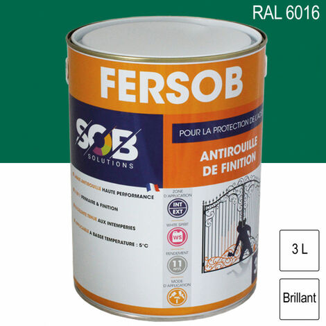 Peinture classiques antirouille teintes vert foncé brillant en aérosol de  400ml - SINTO - 925195