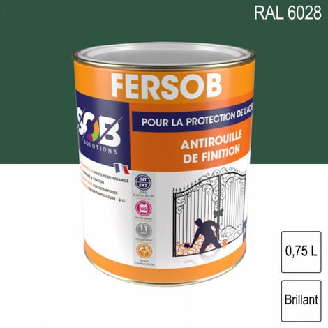 Peinture classiques antirouille teintes vert foncé brillant en aérosol de  400ml - SINTO - 925195