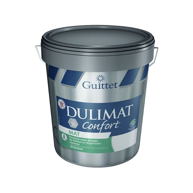 Peinture professionnelle Guittet Dulimat Confort - sans odeur - idéale pour salons et chambres Couleur: Blanc - Conditionnement: 3 Litres