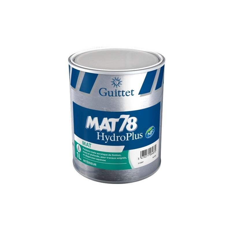 Peinture professionnelle Guittet Mat 78 HydroPlus Couleur: Blanc - Conditionnement: 1 Litre