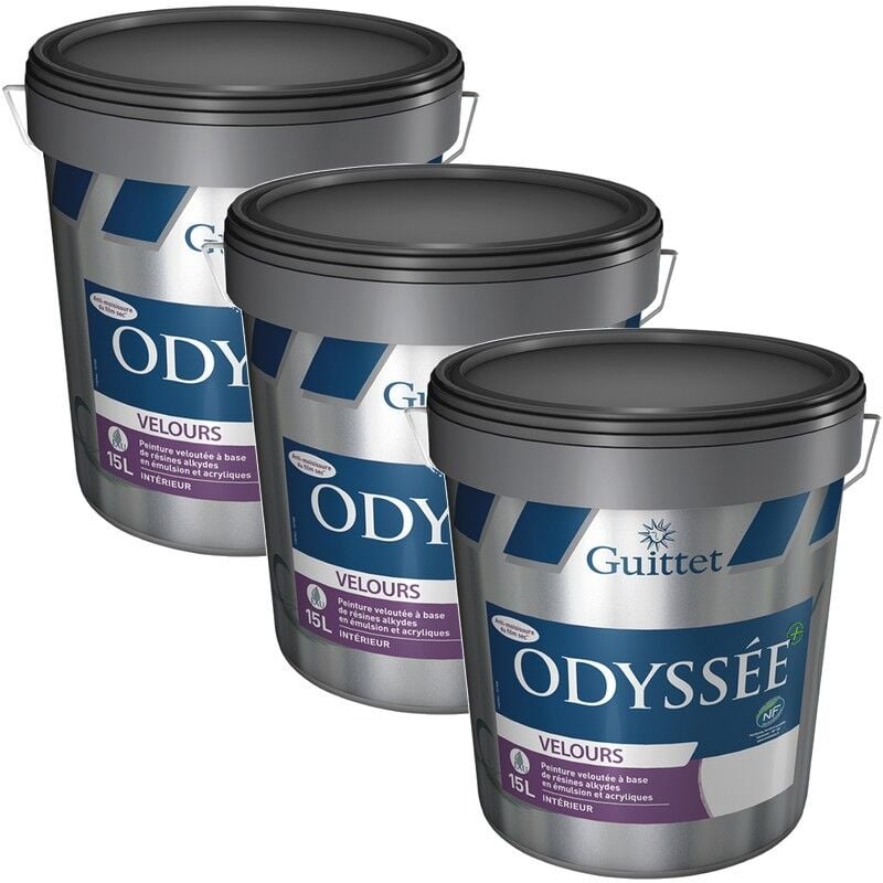 Peinture professionnelle Guittet Odyssée+ Velours blanc 15L (Pack x3) Couleur: Blanc - Conditionnement: 15 Litres