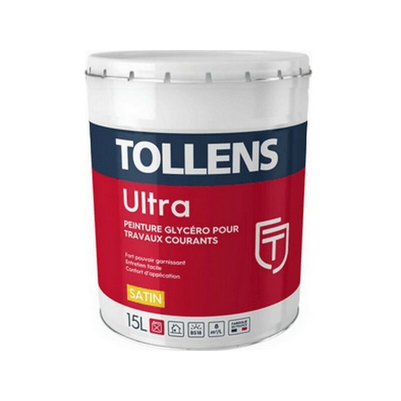 Peinture TOLLENS professionnelle Ultra Satin Couleur: Blanc - Conditionnement: 3 Litres