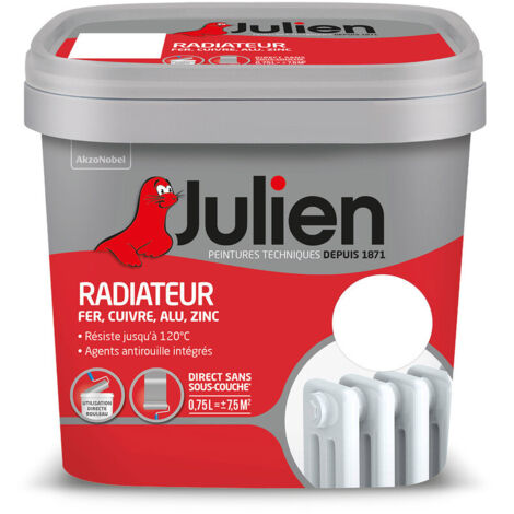 Peinture Radiateur Aqueuse  Brillant Blanc 0l75 - JULIEN