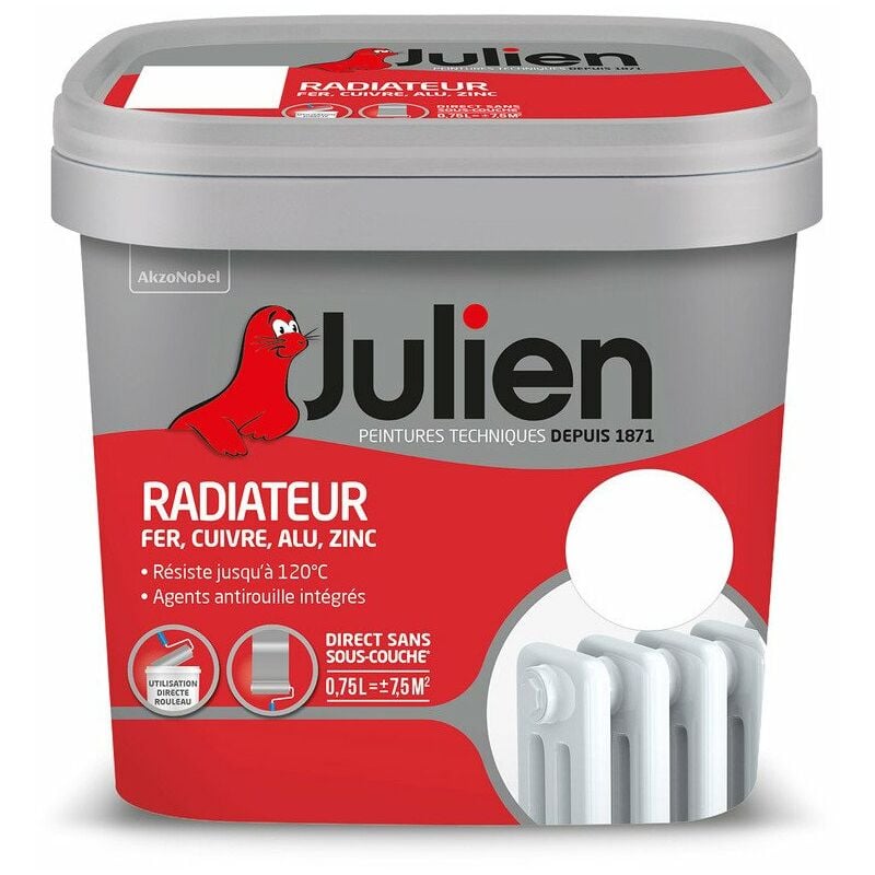 Julien - Peinture Radiateur Aqueuse Mat Blanc 0l75