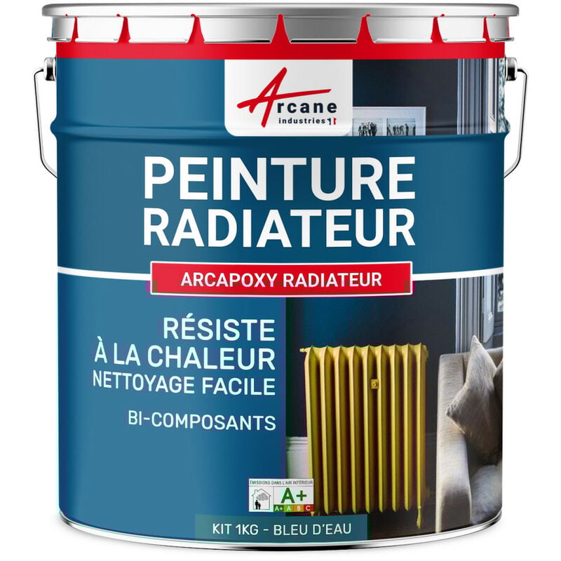 Peinture Radiateur - Fonte acier alu chauffage toutes couleurs peinture radiateur - 1 kg (jusqu'à 5 m² en 2 couches) Bleu D'eau - ral 5021 Arcane